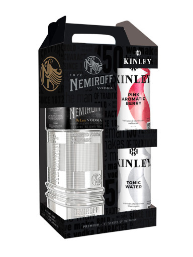 Nemiroff De Luxe 0,7l 40% +Kinley Tonic 0,33l +Kinley Tonic Pink Berry 0,33l